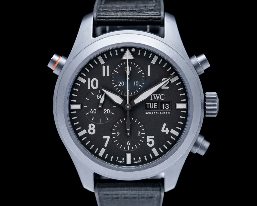 IWC Pilot Double Chronograph Top Gun Ceratanium Black Dial