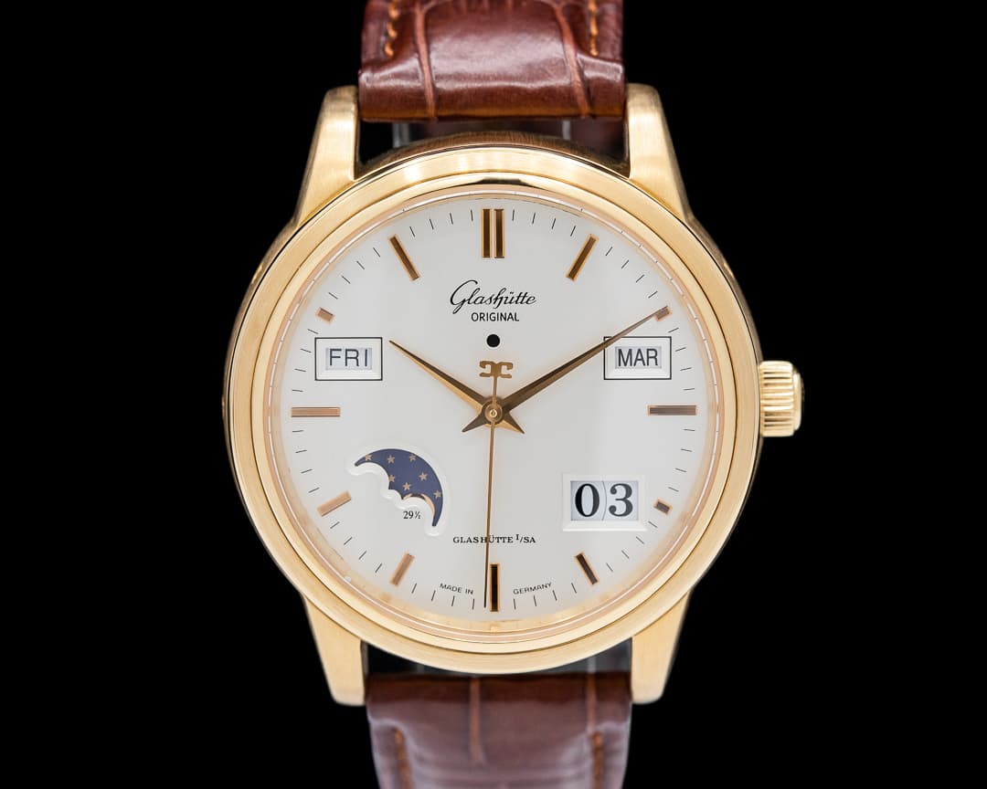 Glashutte Original Senator Perpetual Calendar 18K Rose Gold Silver Dial
