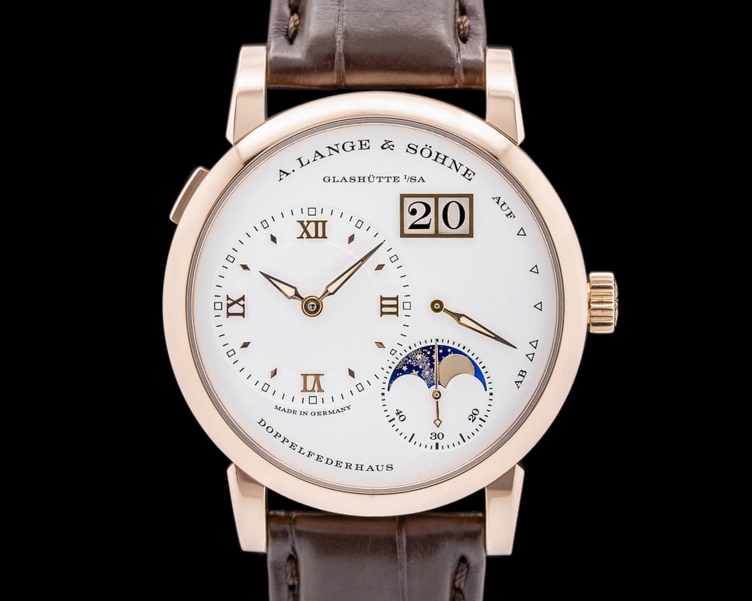 A. Lange and Sohne Lange 1 Moon 192.032 18K Rose Gold Silver Dial