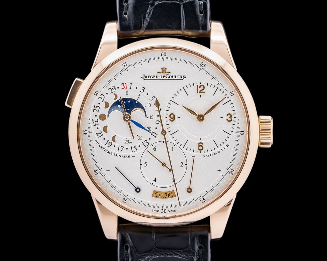 Jaeger LeCoultre Duomètre à Quantième Lunaire 18K Rose Gold Silver Dial