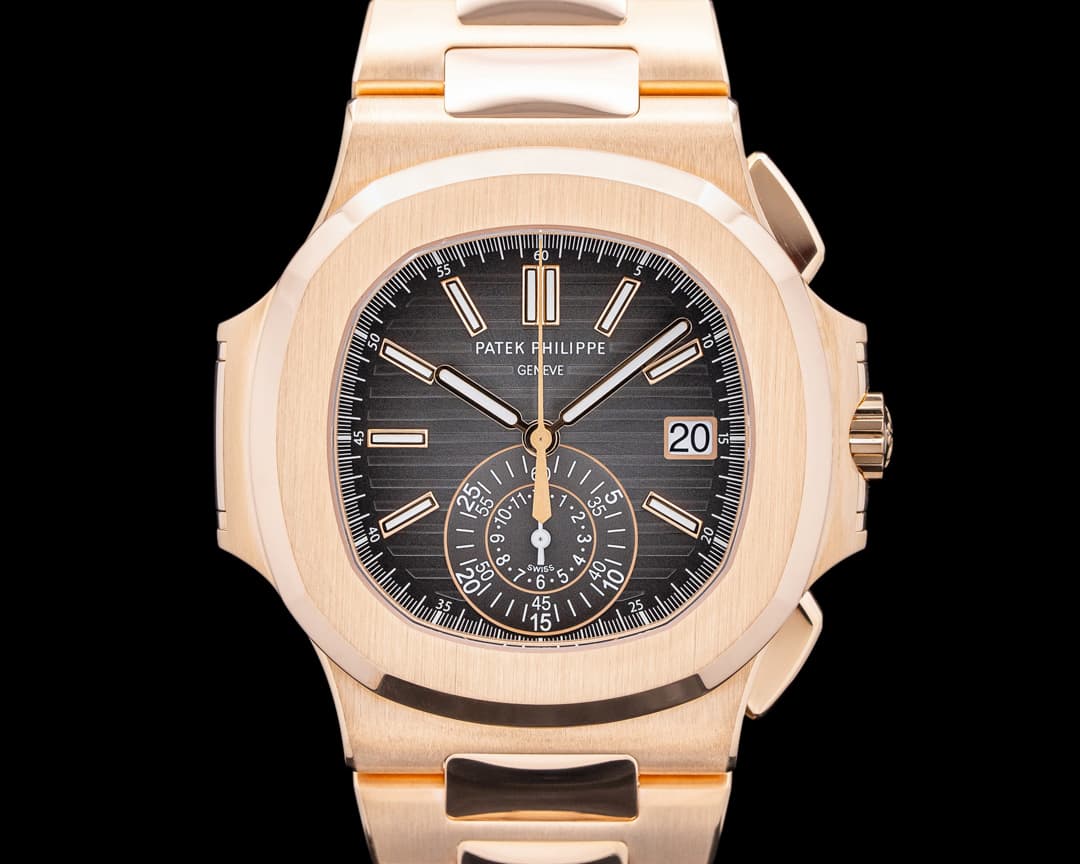 Patek Philippe Nautilus 5980/1R Chronograph 18K Rose Gold Black Dial
