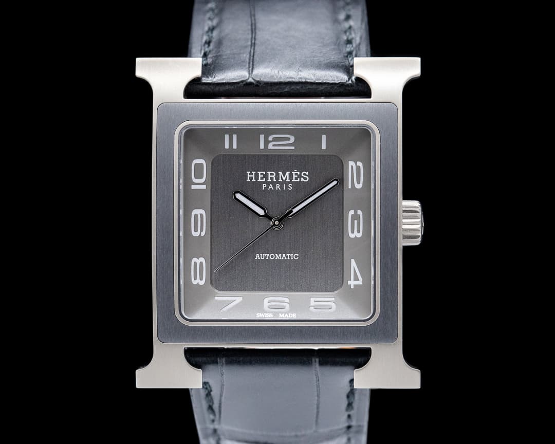 Hermes Huere "H" 34MM Titanium Black Dial