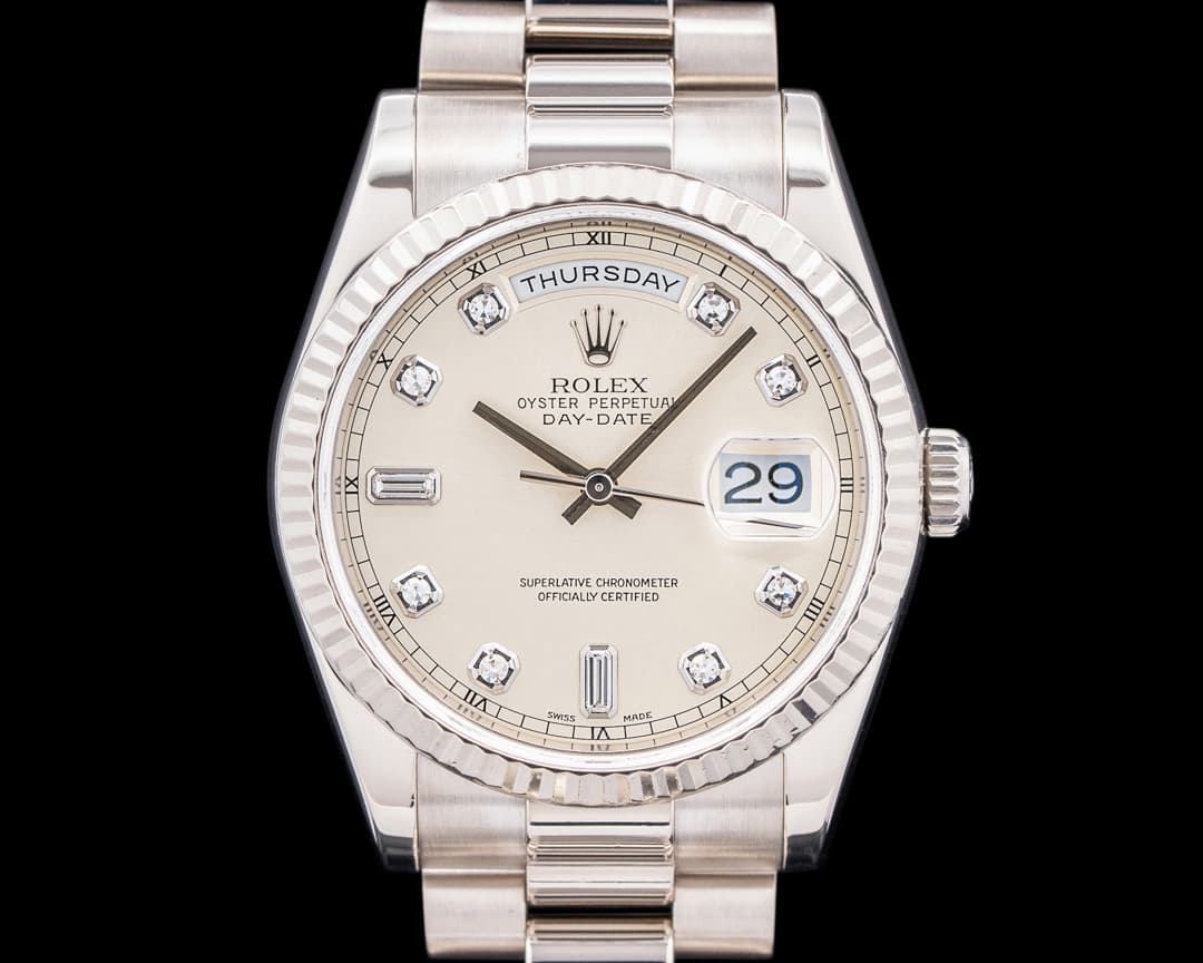 Rolex Day-Date President Diamond 18K White Gold Cream Dial