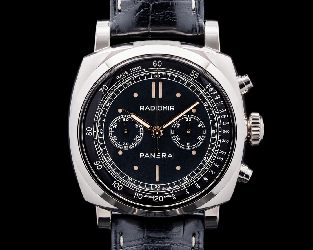 Panerai Radiomir 1940 Chronograph 18K White Gold Black Dial LIMITED