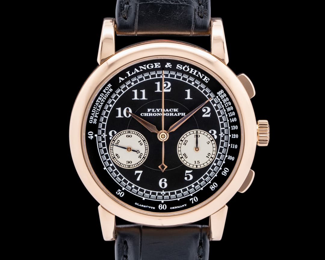 A. Lange and Sohne 1815 Flyback 401.031 Chronograph 18K Rose Gold Black Dial