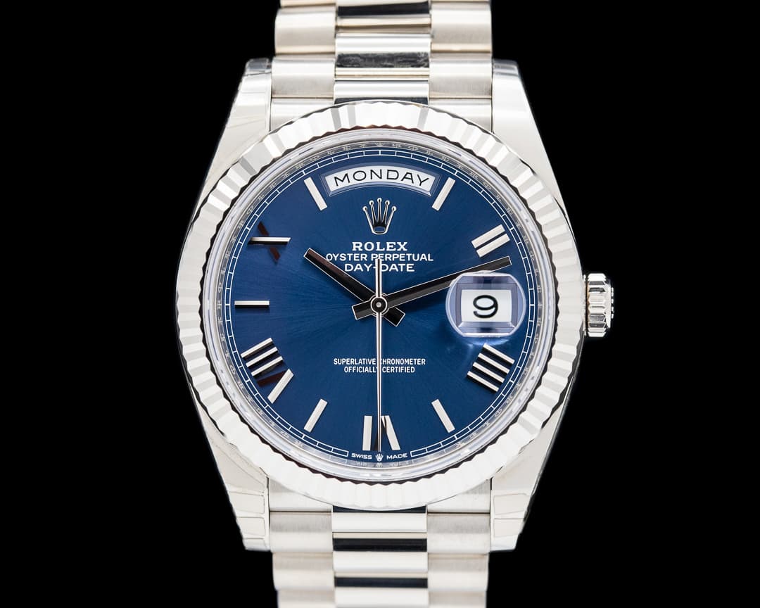 Rolex Day Date 228239 President 18K White Gold Blue Dial