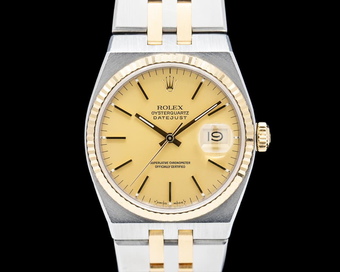 Rolex Two Tone OysterQuartz Champagne Dial BOX AND PAPERS C. 1987