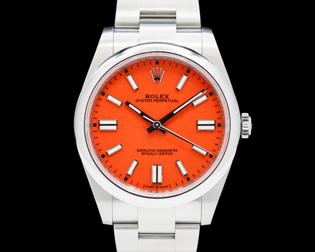 Rolex Oyster Perpetual 124300 SS Coral Red Dial