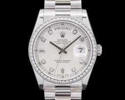 Oyster Perpetual Day-Date President 118346 Platinum Diamond Silver Dial