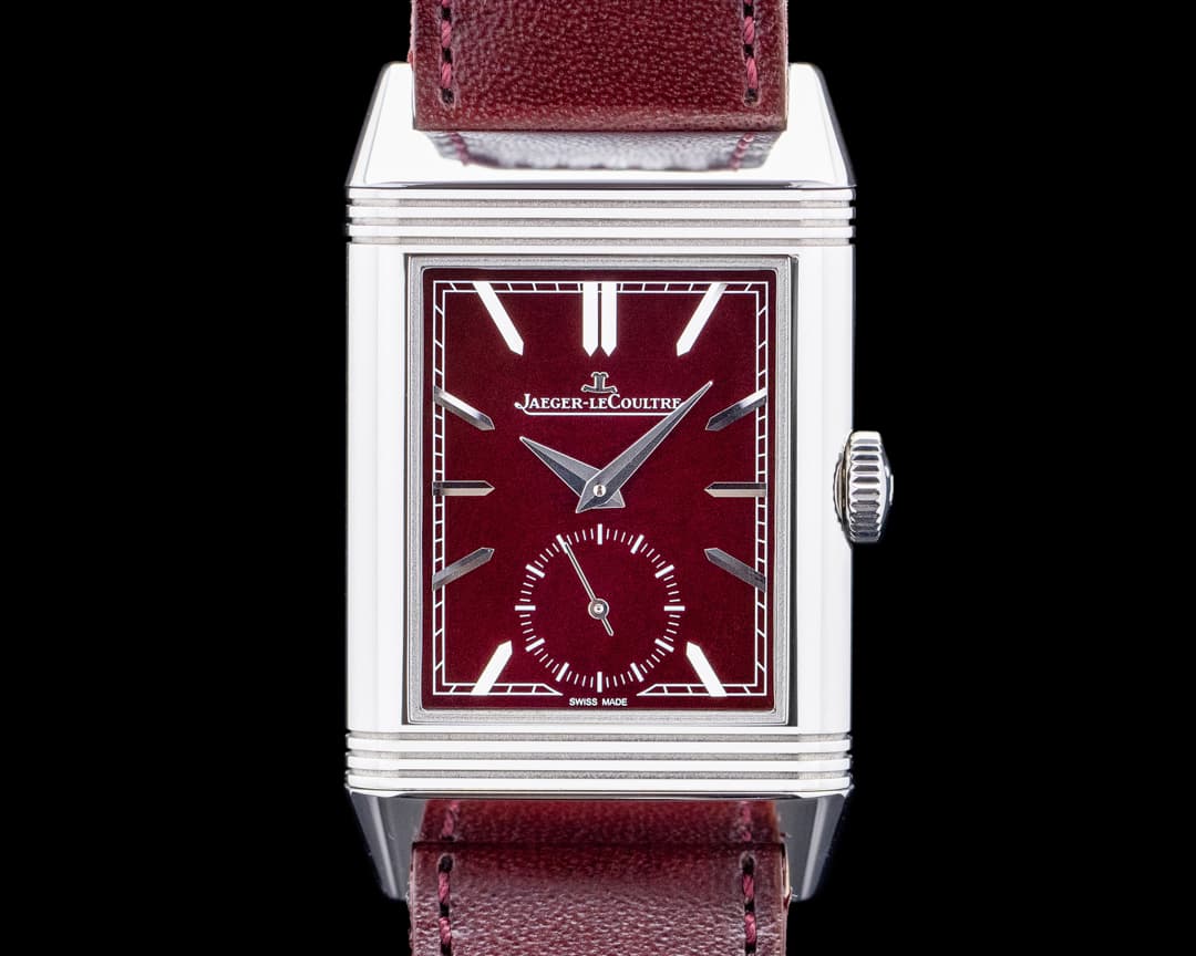 Jaeger LeCoultre Reverso Tribute Small Seconds SS Burgundy Dial