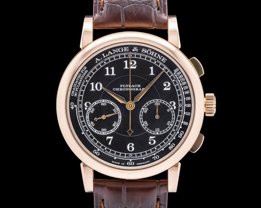 A. Lange and Sohne 1815 Flyback 414.031 Chronograph 18K Rose Gold Black Dial