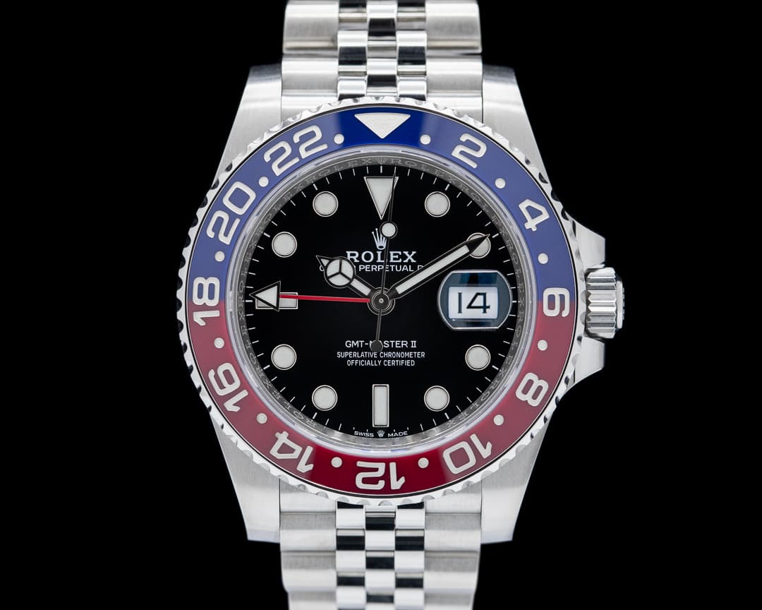 Rolex GMT Master II Ceramic 126710 "Pepsi" SS Jubilee Black Dial