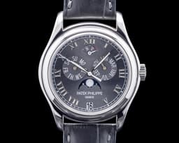 5056P Annual Calendar Moon Phase Platinum Gray Dial