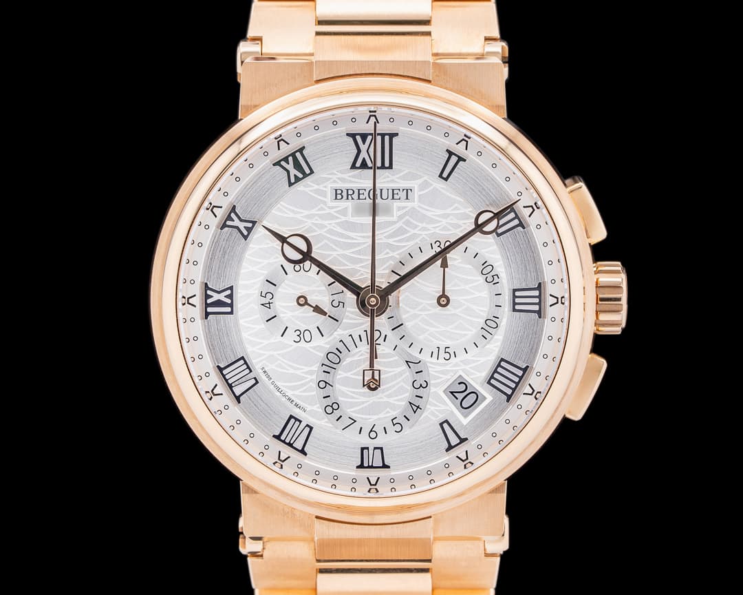 Breguet Marine Chronograph 5527 18K Rose Gold Silver Dial UNWORN