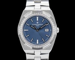 Ladies Overseas Quartz SS Diamonds Blue Dial