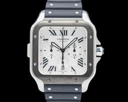 Santos De Cartier Chronograph SS Silver Dial