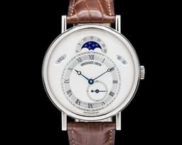 Classique Day & Date Moonphase 18K White Gold Silver Dial