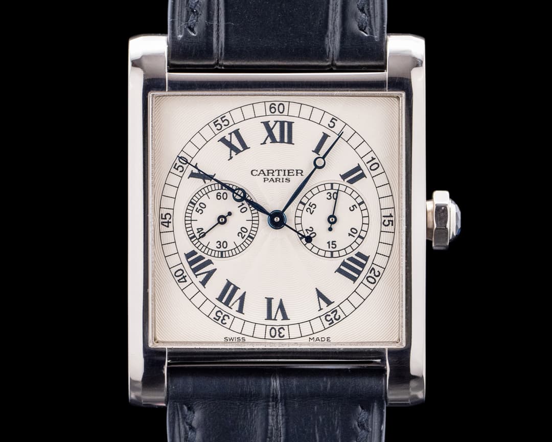 Cartier CPCP Tank Monopoussoir Chronograph 3078 18K White Gold LIMITED