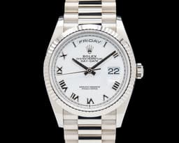 Day Date 128239 President 18K White Gold Silver Dial