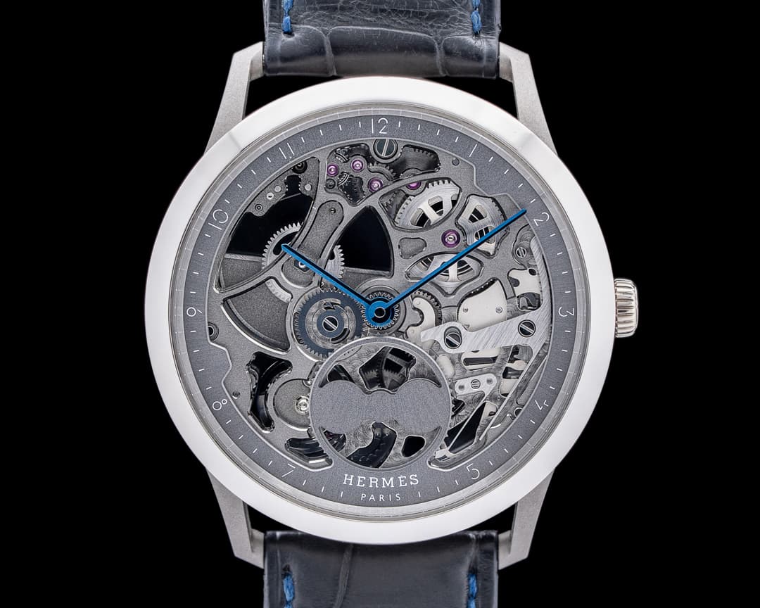 Hermes Slim d'Hermès Squelette Lune Titanium/Platinum Skeleton Dial