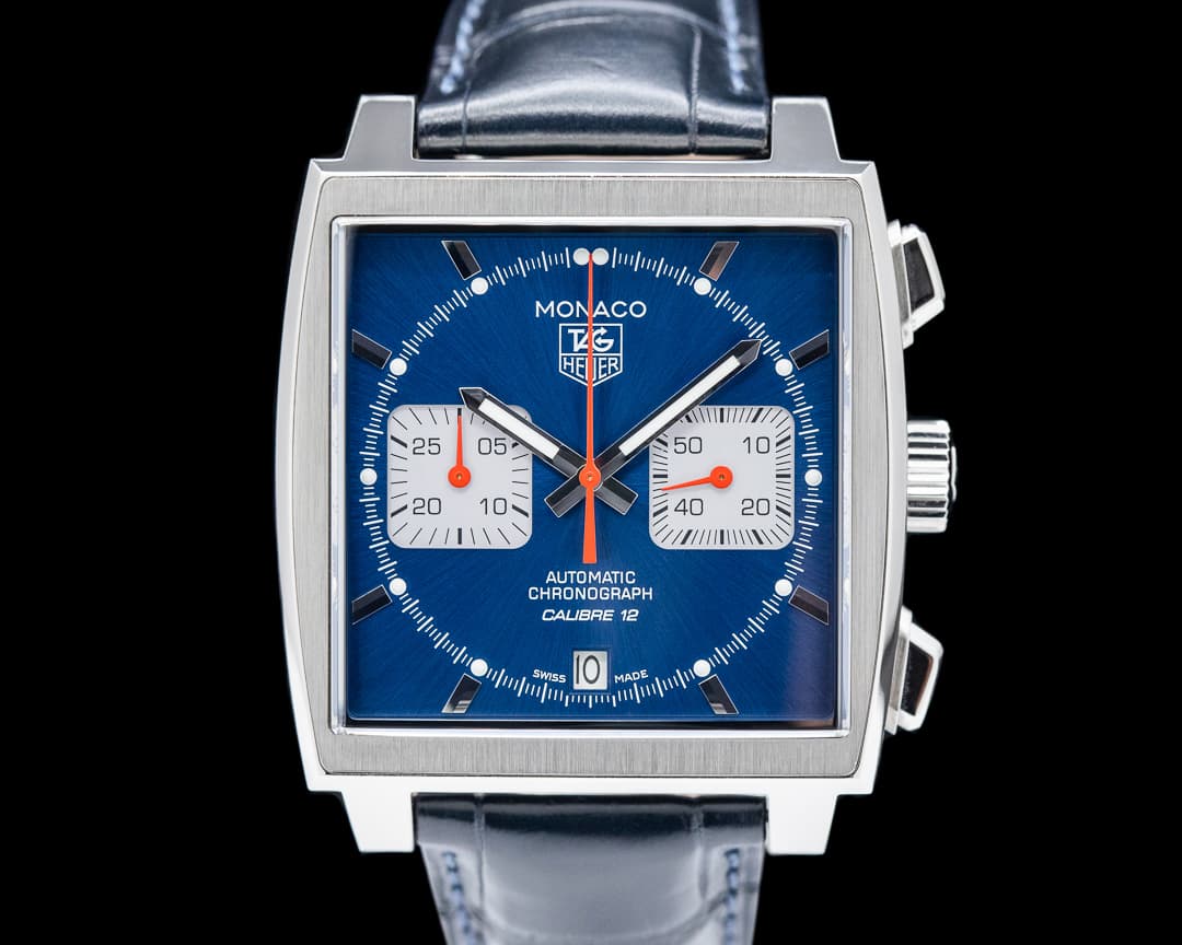 TAG Heuer Monaco Chronograph Automatic SS Blue Stick Dial