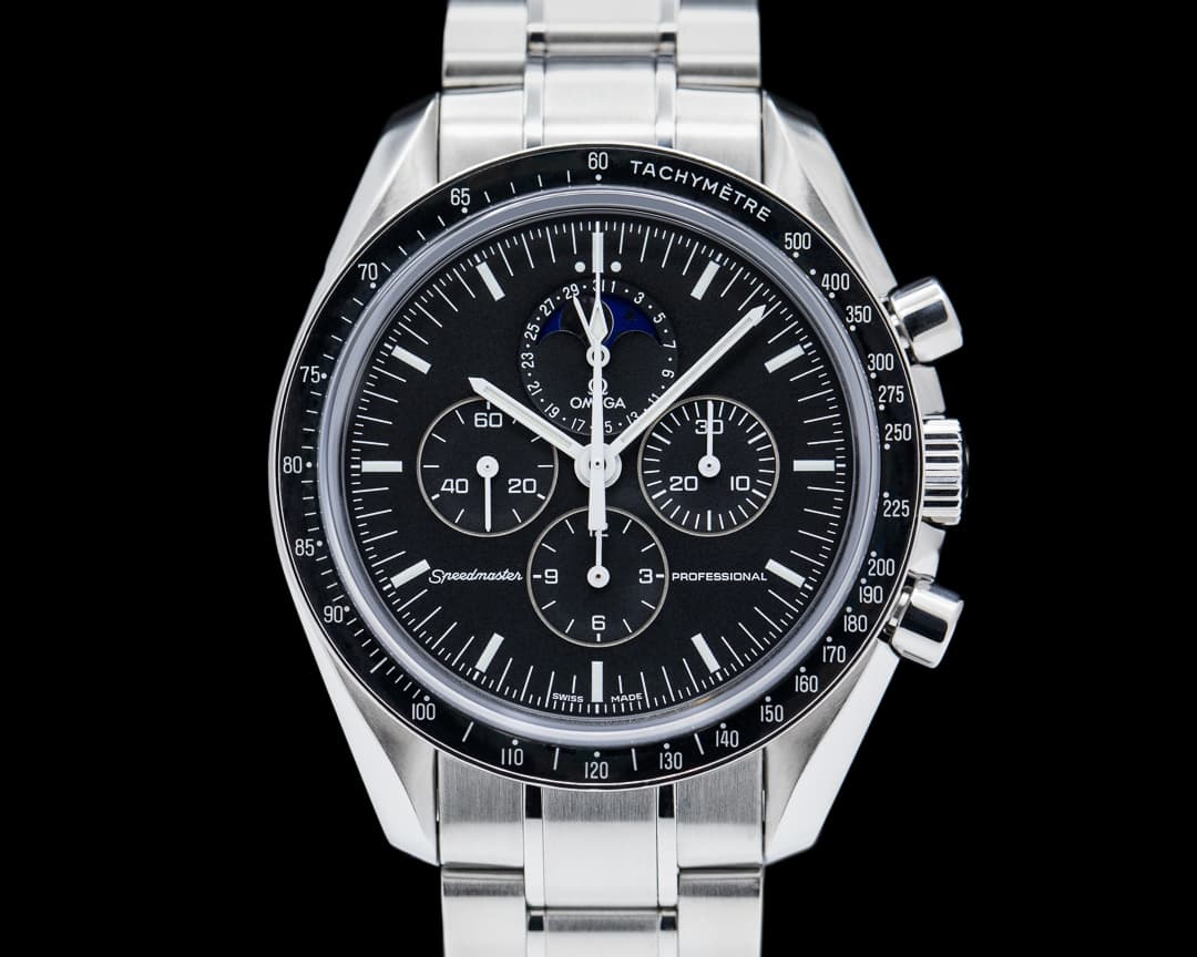 Omega Speedmaster Moon Phase Manual Wind SS Black Dial