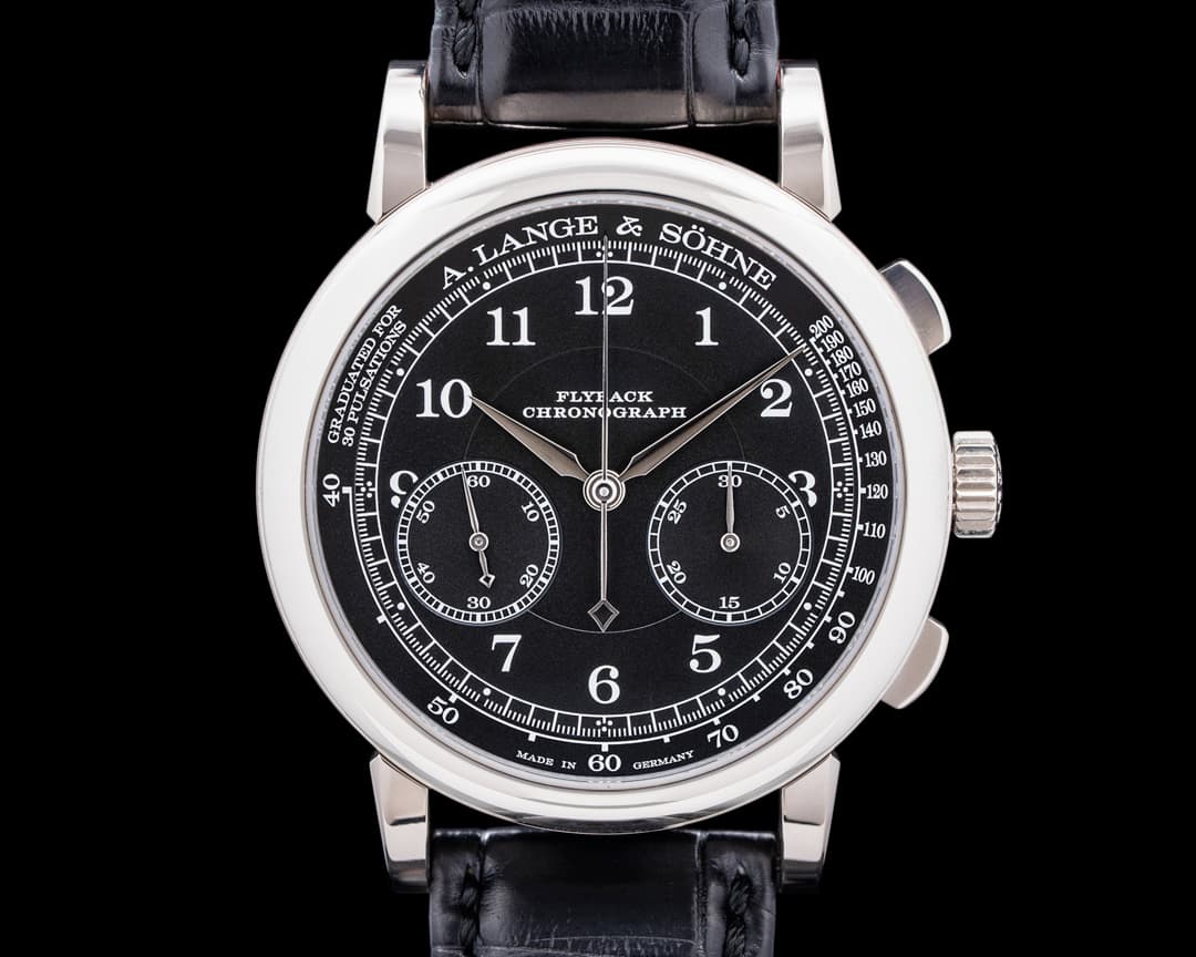 A. Lange and Sohne 1815 414.028 Chronograph 18K White Gold Black Dial