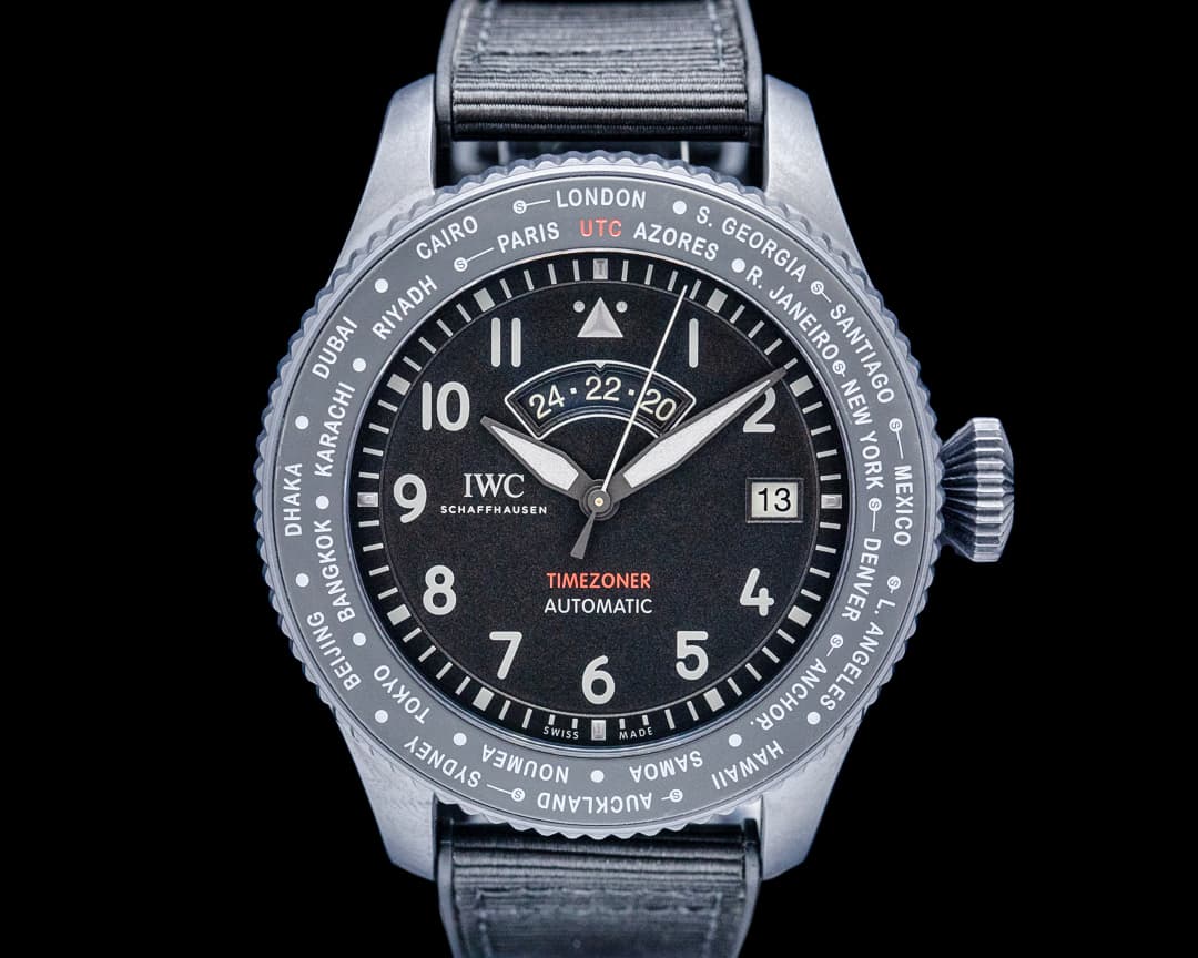 IWC Pilots Watch Timezoner Top Gun Edition Ceratanium Black Dial