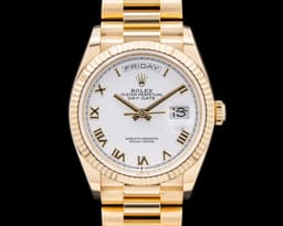 Day Date President 128238 18K Yellow Gold White Dial
