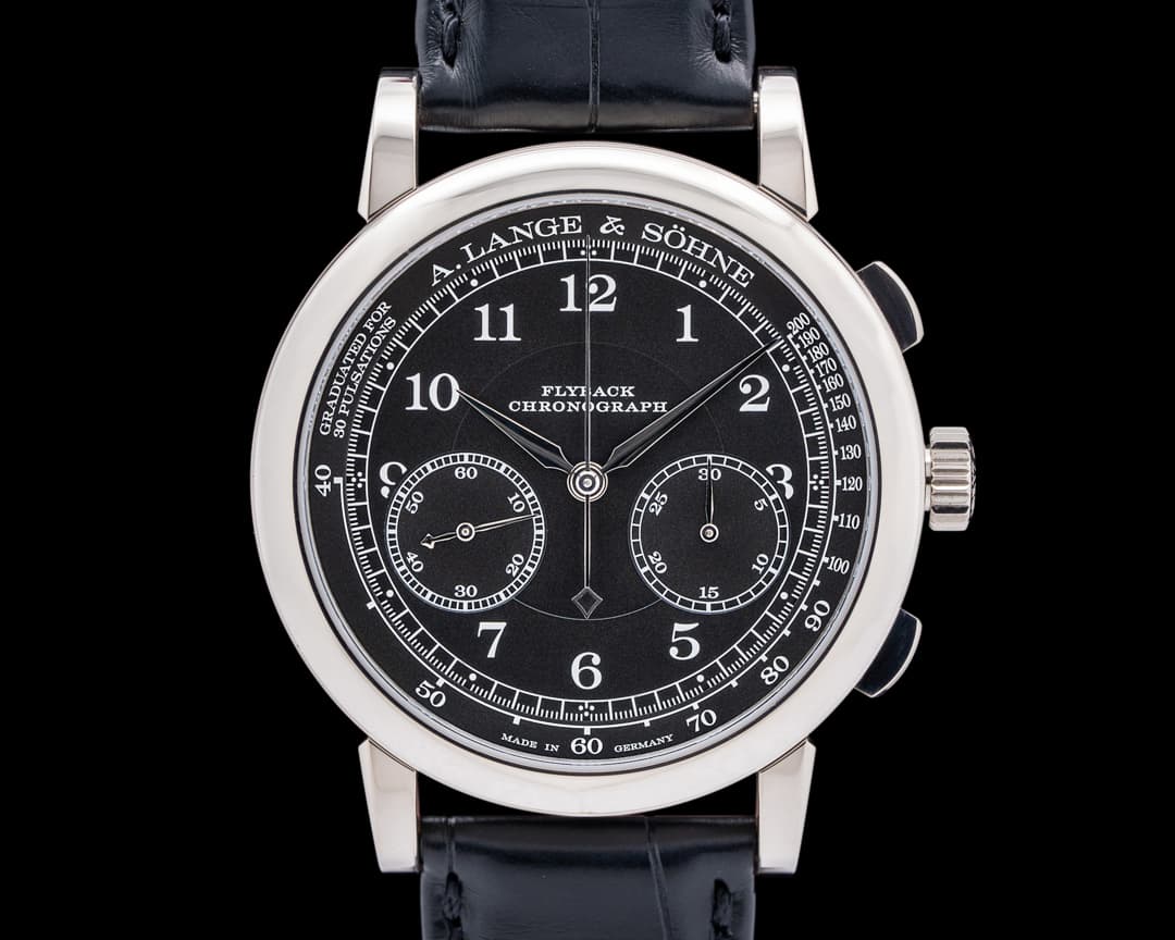 A. Lange and Sohne 1815 414.028 Chronograph 18K White Gold Black Dial
