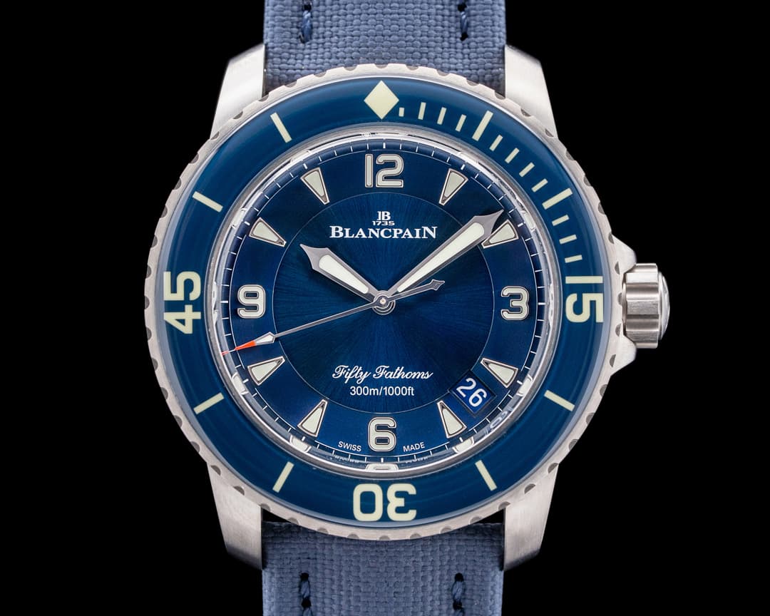 Blancpain 5015-1240-52A Fifty Fathoms Titanium Blue Dial