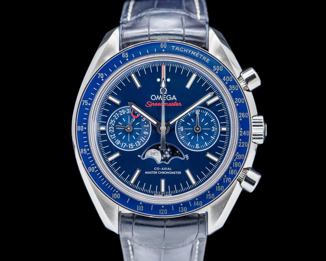 Omega Speedmaster Moonphase Chronograph SS Blue Dial