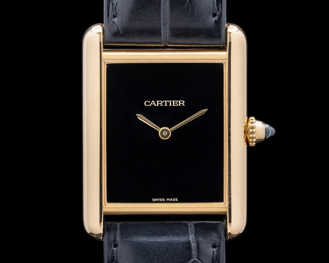 Cartier Tank Louis Manual 18K Yellow Gold Black Dial 2024