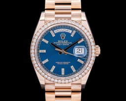 128345RBR Day Date President 18K Rose Gold Blue Dial 2025