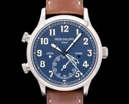 Calatrava 5524G Pilot Travel Time 18K White Gold Black Dial