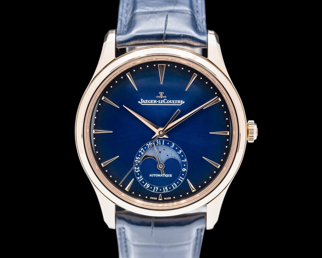 Jaeger LeCoultre Master Ultra Thin Moon 18K Rose Gold Blue Dial