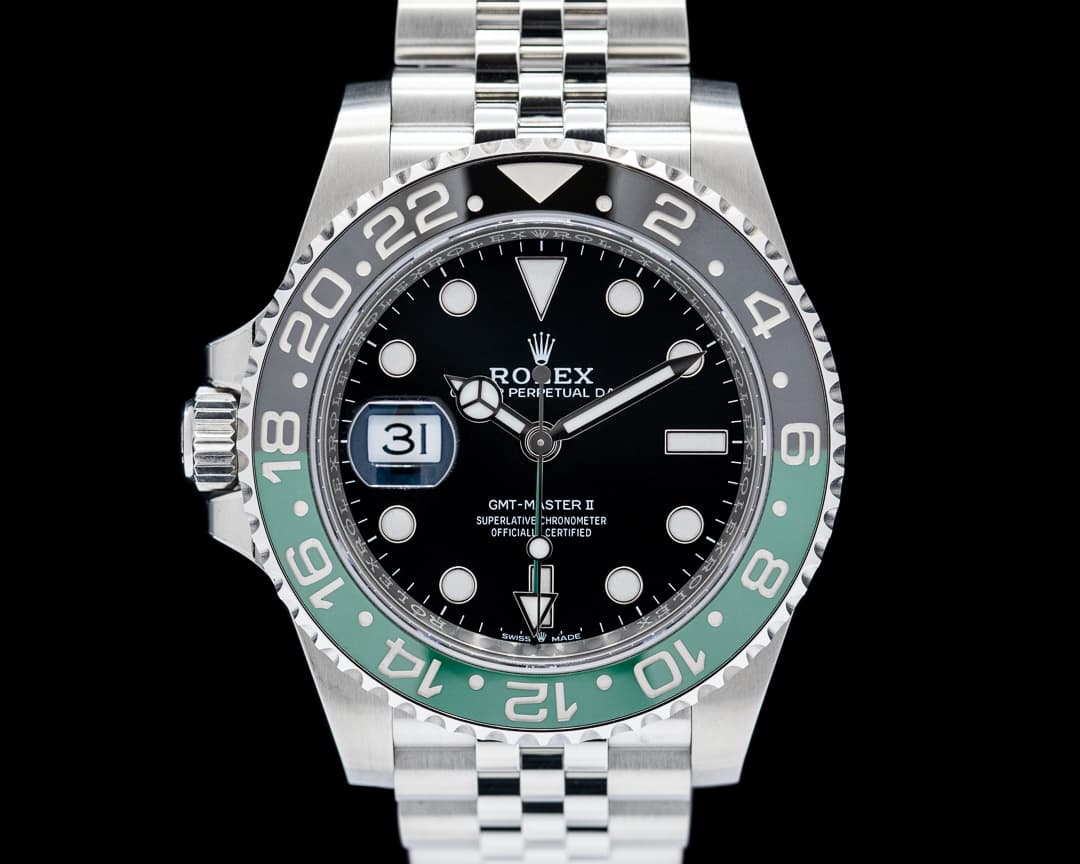 Rolex Left-Handed GMT Master II "SPRITE" Jubilee SS Black Dial