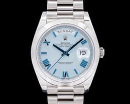 228206 Day Date President Platinum Blue Dial