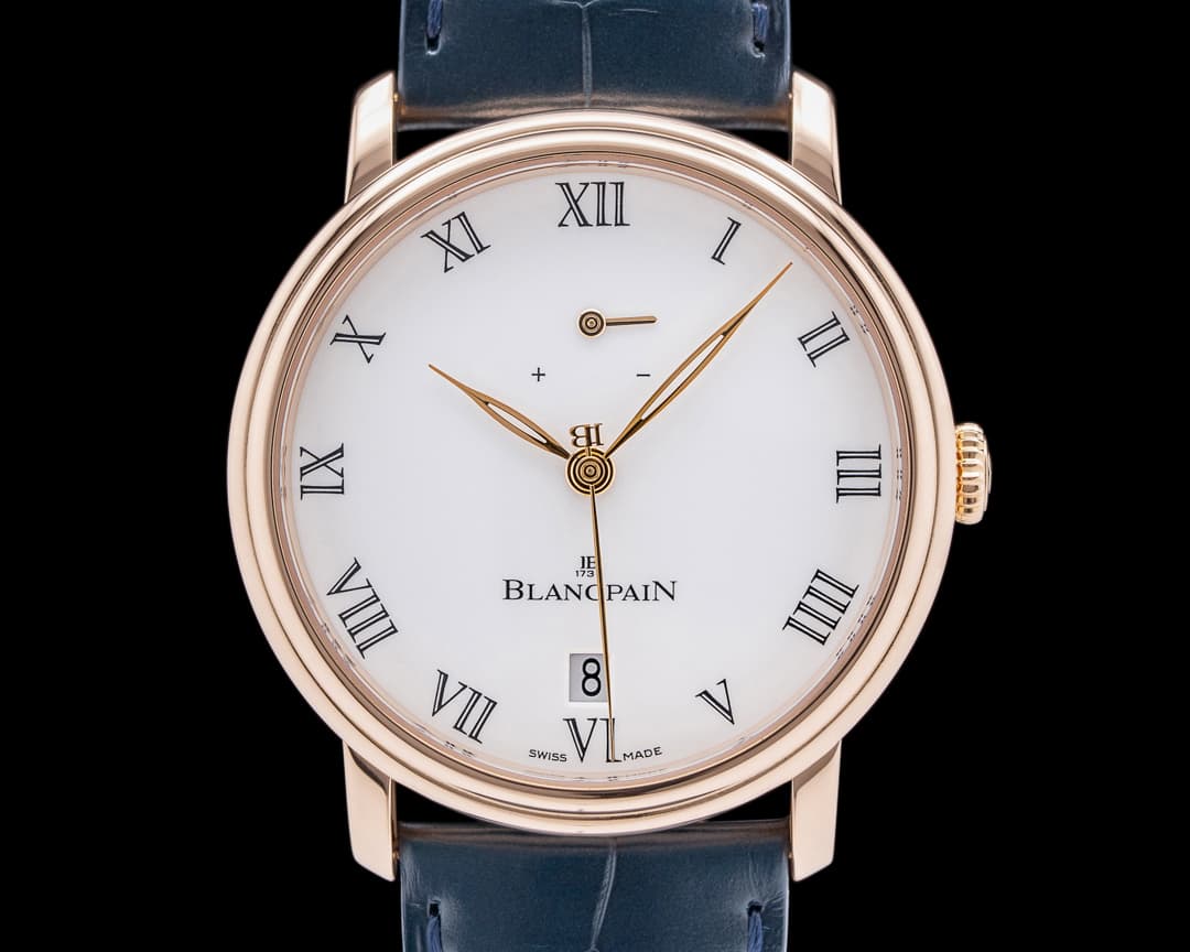 Blancpain Villeret 8 Days Manual Wind 18k Rose Gold White Enamel Dial