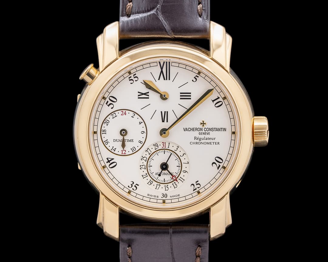 Vacheron Constantin Malte Dual Time Regulator 18K Yellow Gold Silver Dial