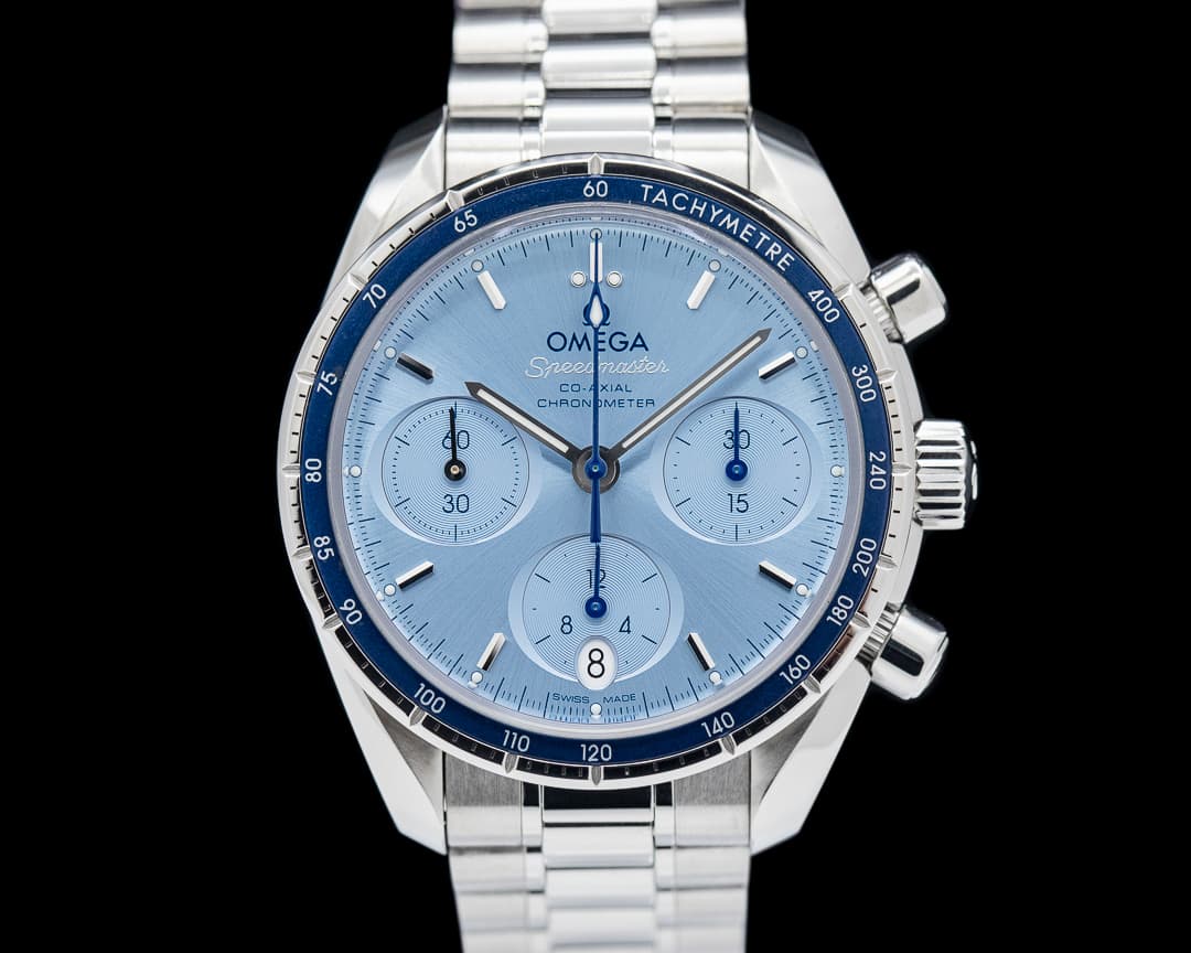 Omega Speedmaster 38MM Co-Axial Chronograph SS Blue Dial