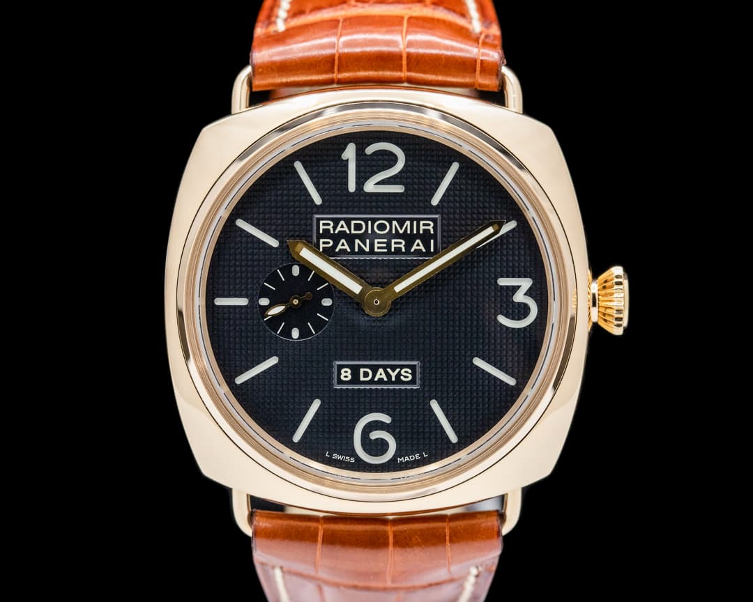Panerai Radiomir 8 Days 18k Rose Gold Black Dial