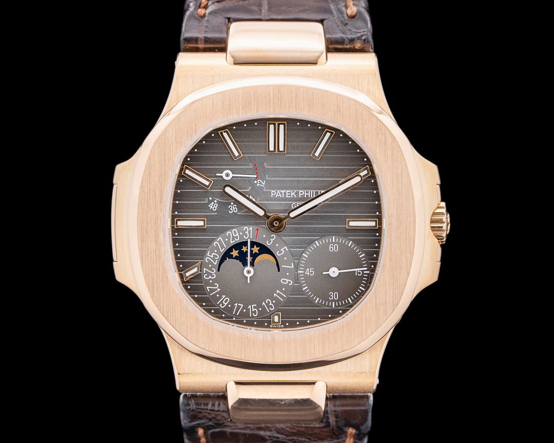Patek Philippe 5712R Jumbo Nautilus Power Reserve Moon 18K Rose Gold