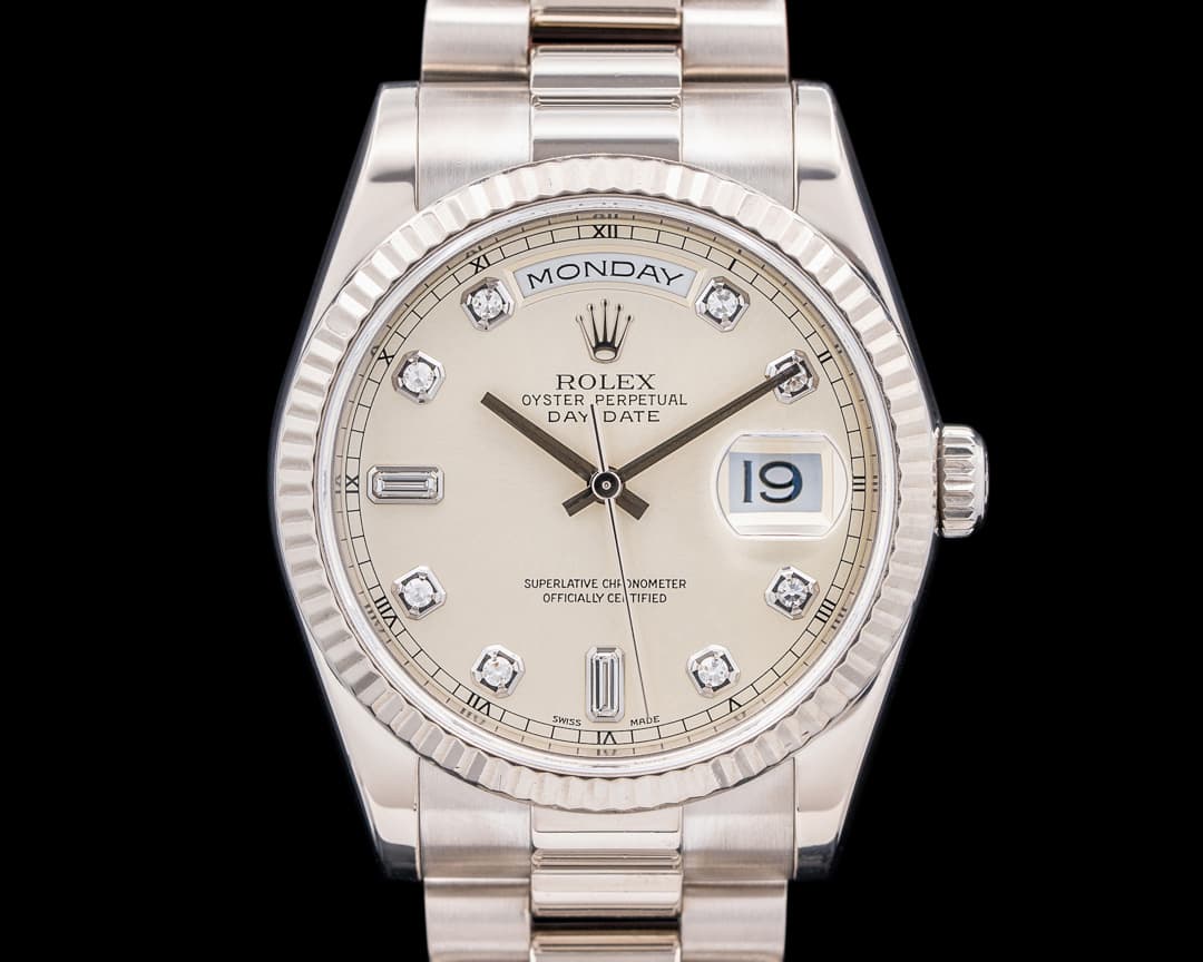 Rolex Day-Date President Diamond 18K White Gold Cream Dial