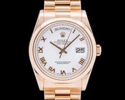 Day-Date President 118205 18K Rose Gold White Roman Dial