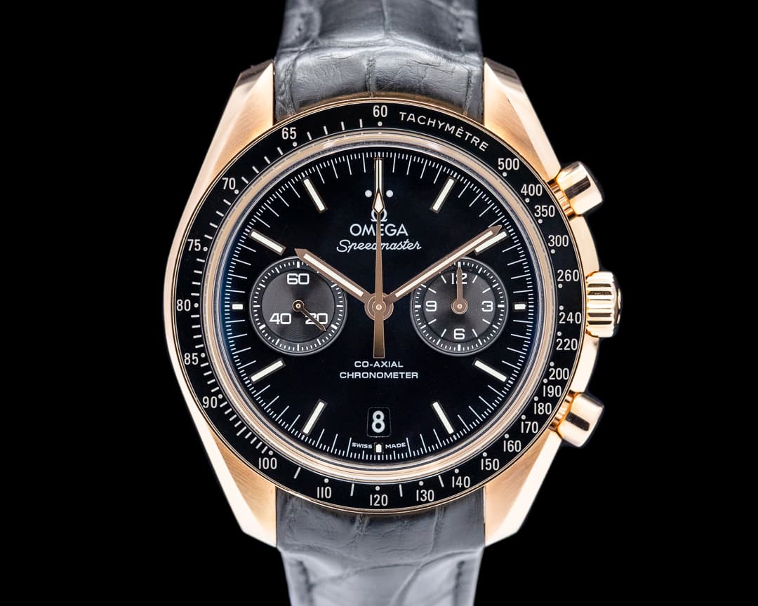 Omega Speedmaster Moonwatch Co-Axial 18K Rose Gold Black Dial