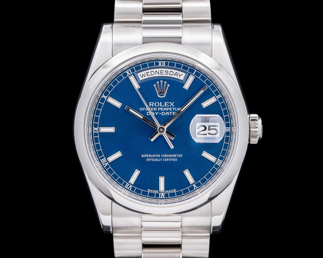 Rolex Day-Date President 118206 Platinum Blue Dial