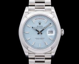 228206 Day Date President Platinum Ice Blue Diagonal Motif Dial