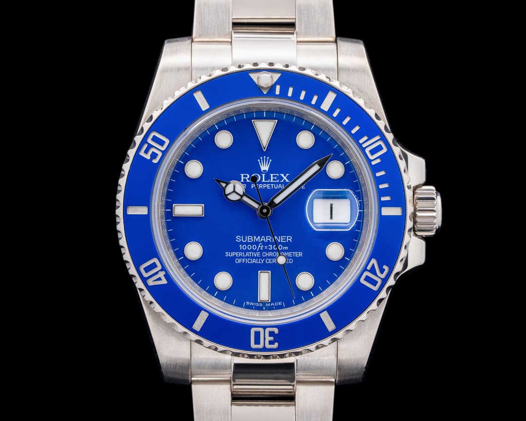 Rolex 116619LB Submariner SMURF Date 18K White Gold Blue Dial