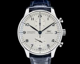 Portuguese Chronograph SS  Blue Numerals Silver Dial